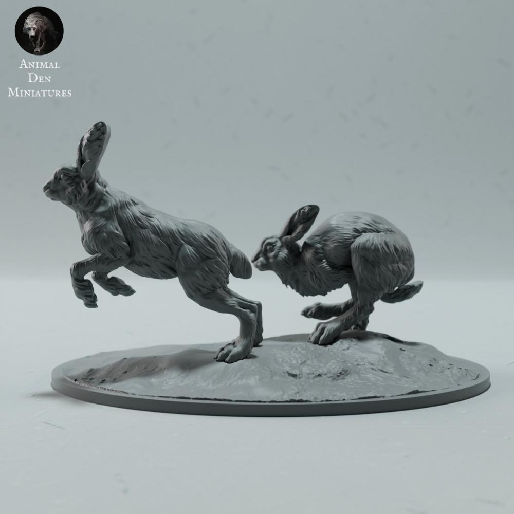 Photo produit figurine animale Animal Den Miniatures 4 : Figurine animale polaire : lièvres des neiges - en course (23_01_16)