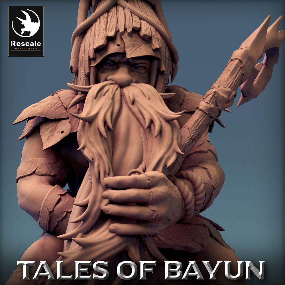 Photo de produit Tabletop 28mm Lord of the Print (LotP) 0 : Miniature Tabletop : Chaman de la forêt, Druide et Prêtre totem - Porteur de lance, Ancien du clan (24_01_A7)