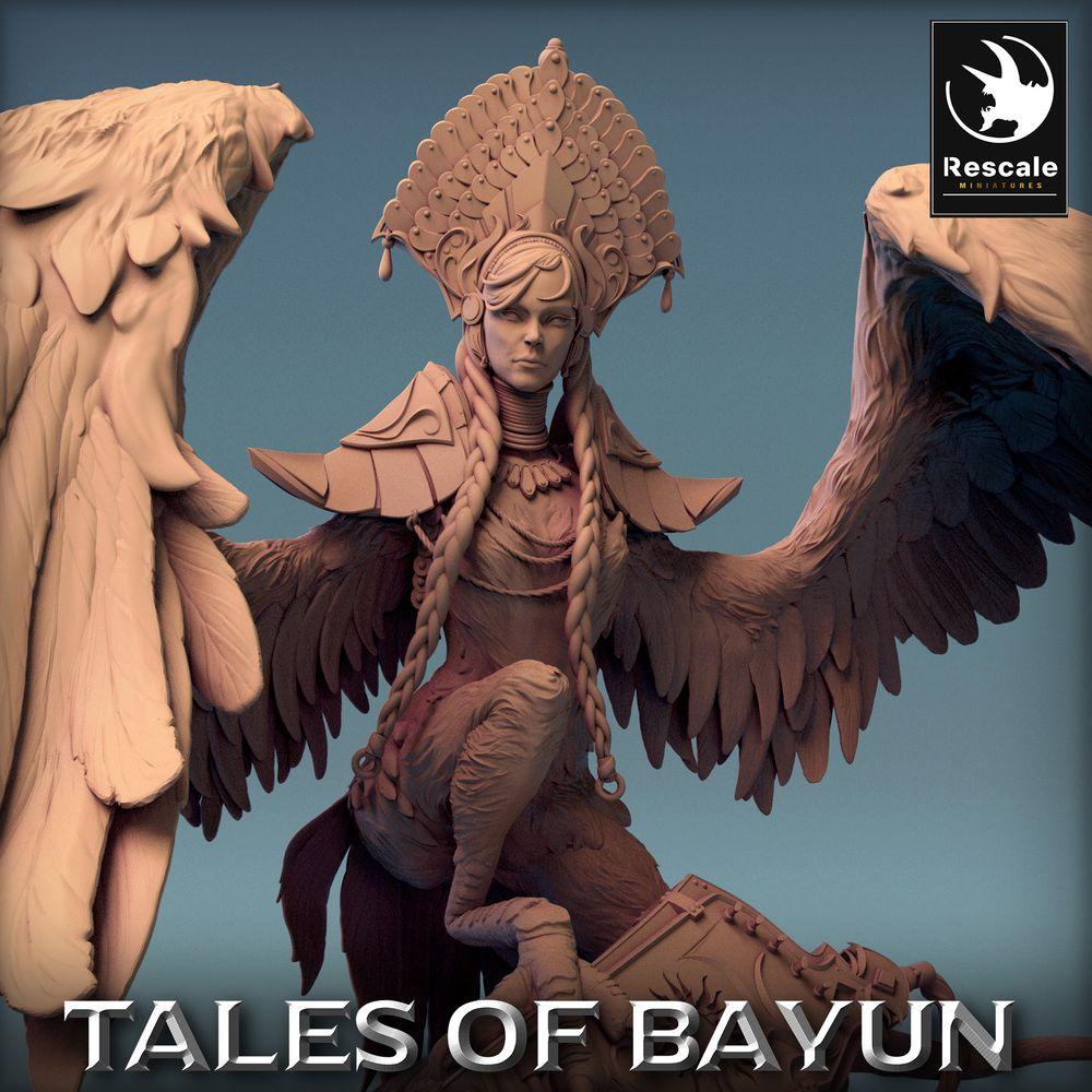 Photo de produit Tabletop 28mm Lord of the Print (LotP) 0 : Figurine Fantasy : Ange Séraph, Paladin ailé, Valkyrie, Harpie sur livre de sorts (24_01_I4)