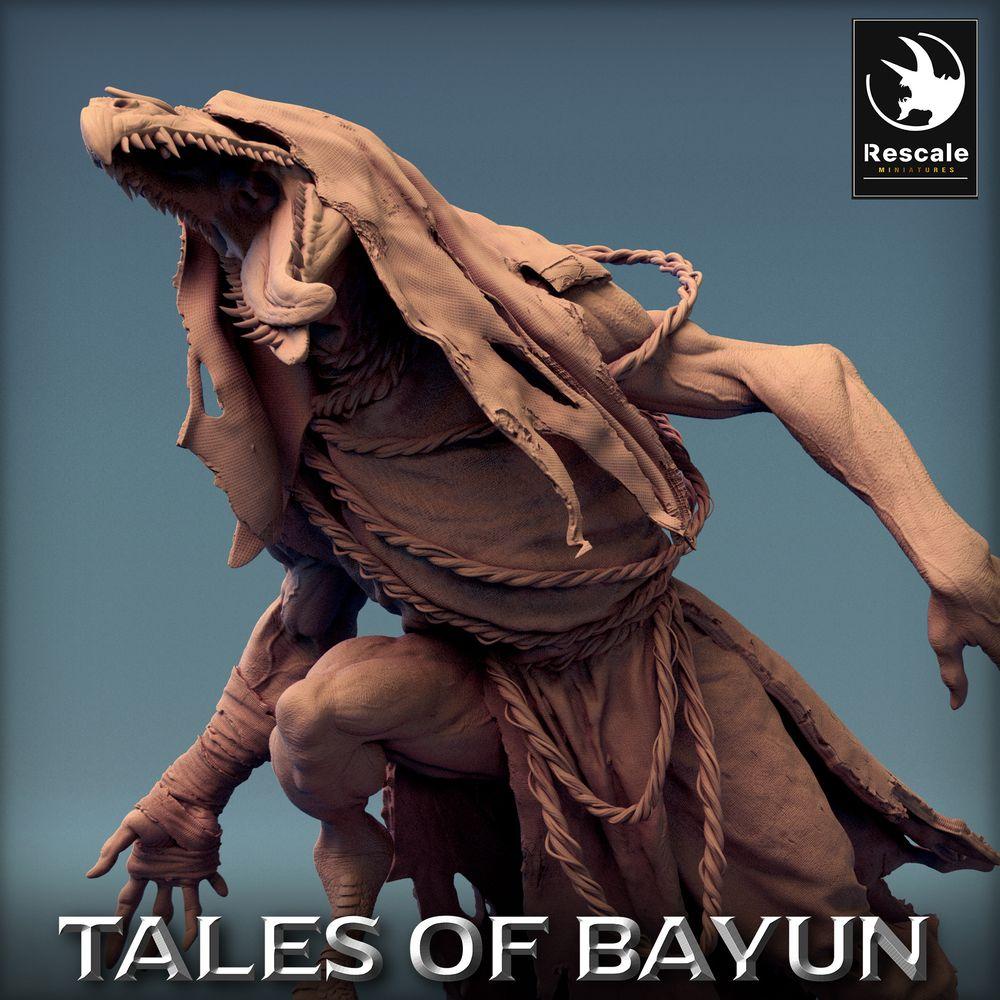 Photo de produit Tabletop 28mm Lord of the Print (LotP) 0 : Miniature Tabletop : Kikimora Ghoul, cultiste démoniaque shaman avec masque en os sur base de ruines (24_01_E4)