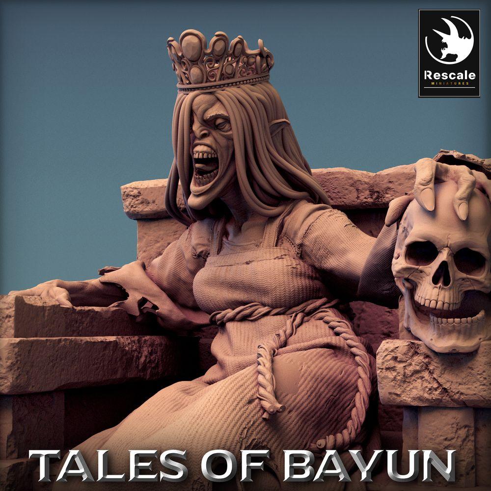 Photo de produit Tabletop 28mm Lord of the Print (LotP) 0 : Miniature Tabletop : Reine des Morts sur Trône - Nécromancienne, Reine des Os, Matriarche Banshee (Princesse Kikimora) (24_01_F3)