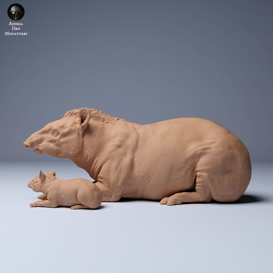 Photo de produit Figurine d'animal Diorama, modélisme : 0 : Mère tapir et son petit allongés : Animaux d'Amérique du Sud