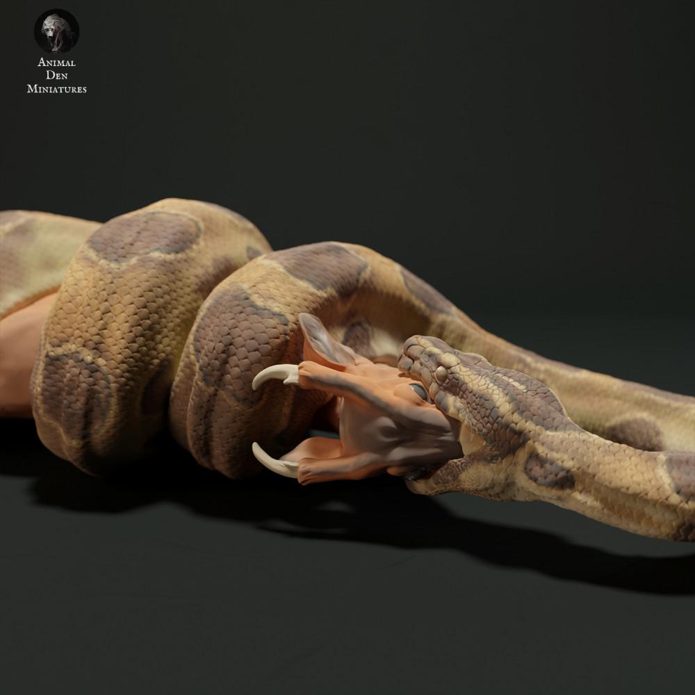 Photo produit figurine animale Animal Den Miniatures 2 : figurine animale reptile : python tigre foncé mangeant un muntjac (23_05_11)