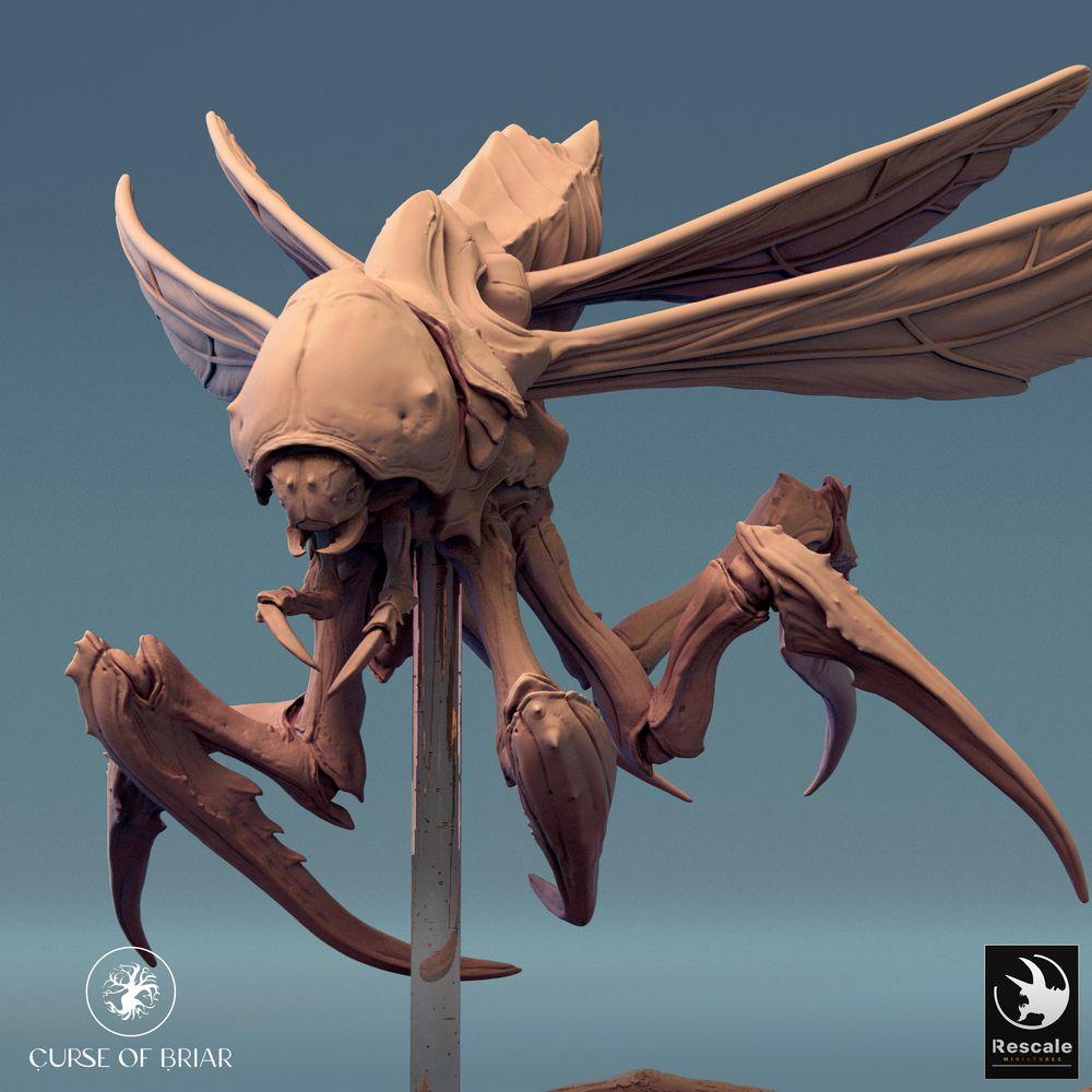 Photo de produit Tabletop 28mm Lord of the Print (LotP) 0 : Miniature Tabletop : Grande bête insectoïde - Guêpe géante démon Mantis avec pinces en faucille, monstre volant pour rencontres en donjon et wargaming de skirmish (Fyrionis Fly) (24_07_D5)