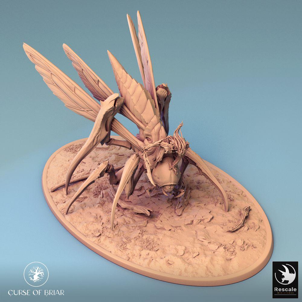 Photo de produit Tabletop 28mm Lord of the Print (LotP) 0 : Miniature Tabletop : Cavalier insecte sur mante religieuse, cavalier guêpe, cavalier essaim, bête chitineuse comme monture, monstre boss (24_07_D6)