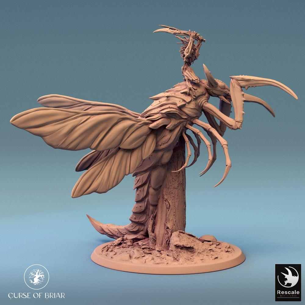 Photo de produit Tabletop 28mm Lord of the Print (LotP) 0 : Miniature Tabletop : Cavalier démon insectoïde sur bête ailée, seigneur de nuée, chaman esprit de la forêt, garde Skycutter (24_07_E4)
