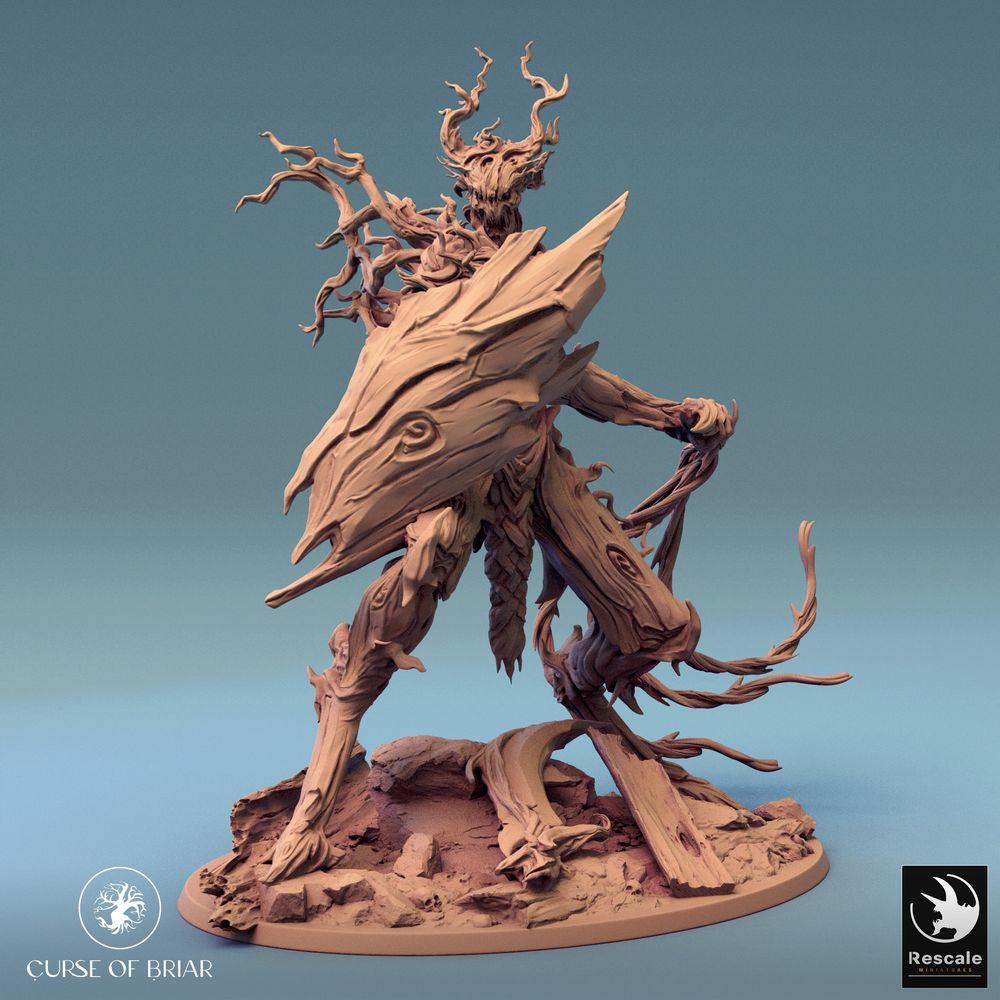 Photo de produit Tabletop 28mm Lord of the Print (LotP) 0 : Figurine de Tabletop : créature d'arbre Gardien des Épines, esprit de la forêt avec bouclier d'écorce et fouet de lianes (24_07_C2)