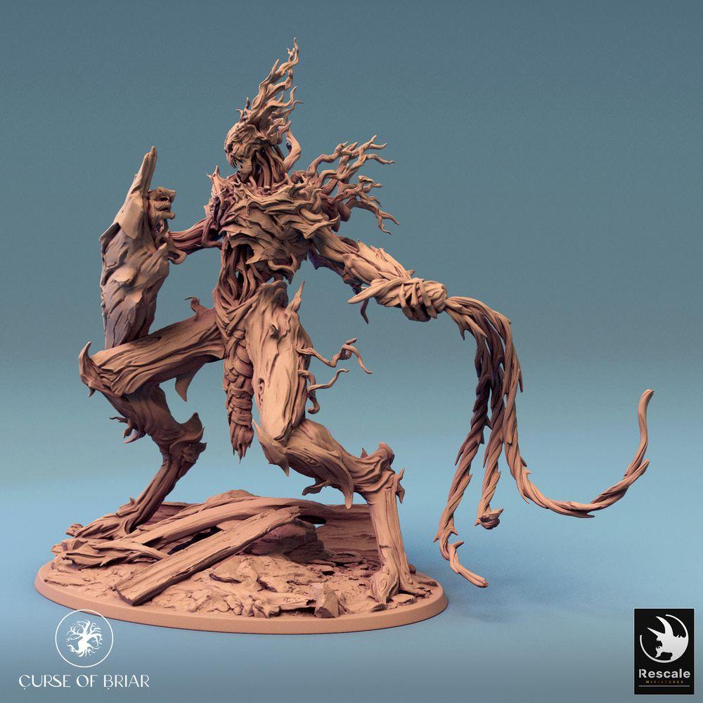 Photo de produit Tabletop 28mm Lord of the Print (LotP) 0 : Figurine Tabletop : créature arborescente Gardien des Épines, esprit de la forêt avec bouclier en écorce et fouet de liane (24_07_C2)