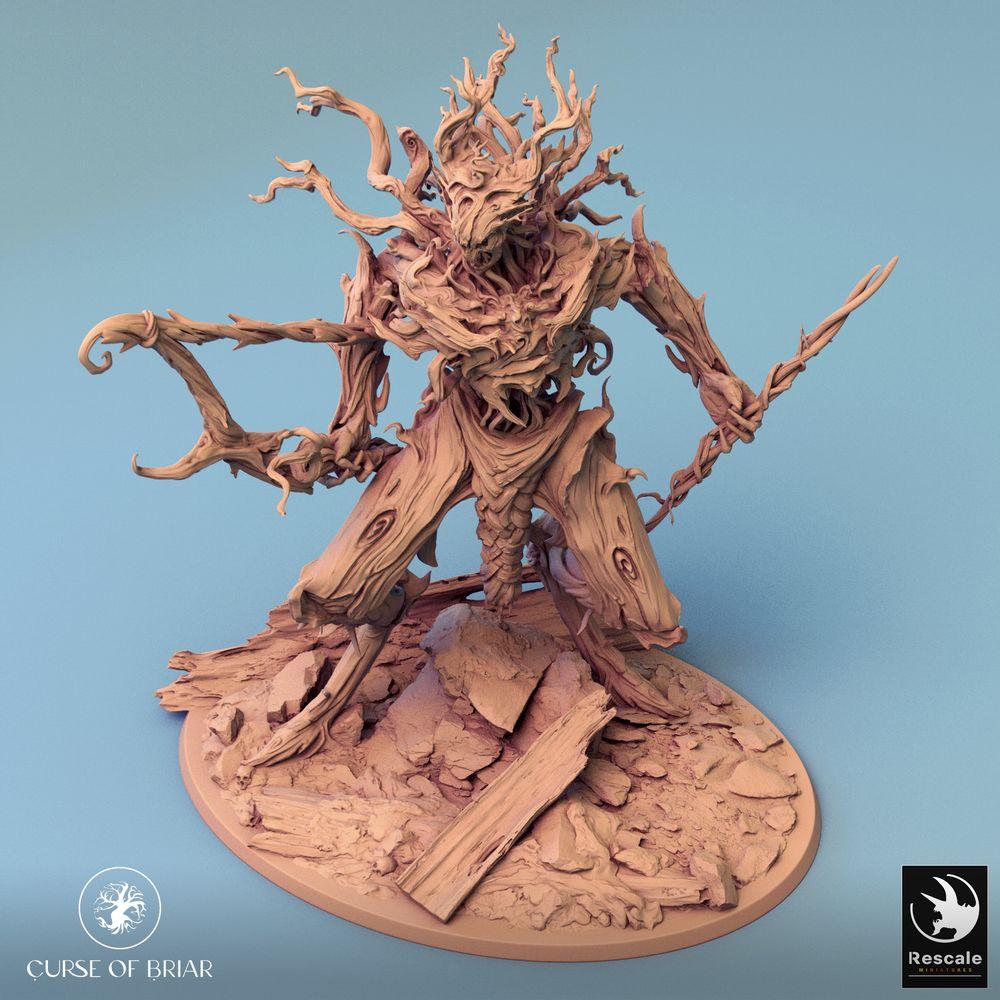 Image produit Tabletop 28mm Lord of the Print (LotP) 0 : Miniature Tabletop : Esprit de la forêt, Golem de racines, Gardien des épines avec lance (24_07_C7)
