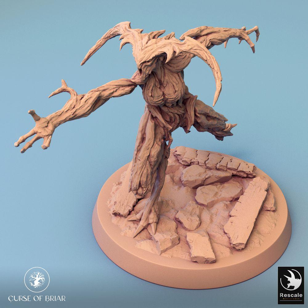 Image du produit Tabletop 28mm Lord of the Print (LotP) 0 : Miniature Tabletop : Golem des bois, Élémentaire de bois, Monstre épineux, Gardien des bois Woodfey en attaque (24_07_A9)
