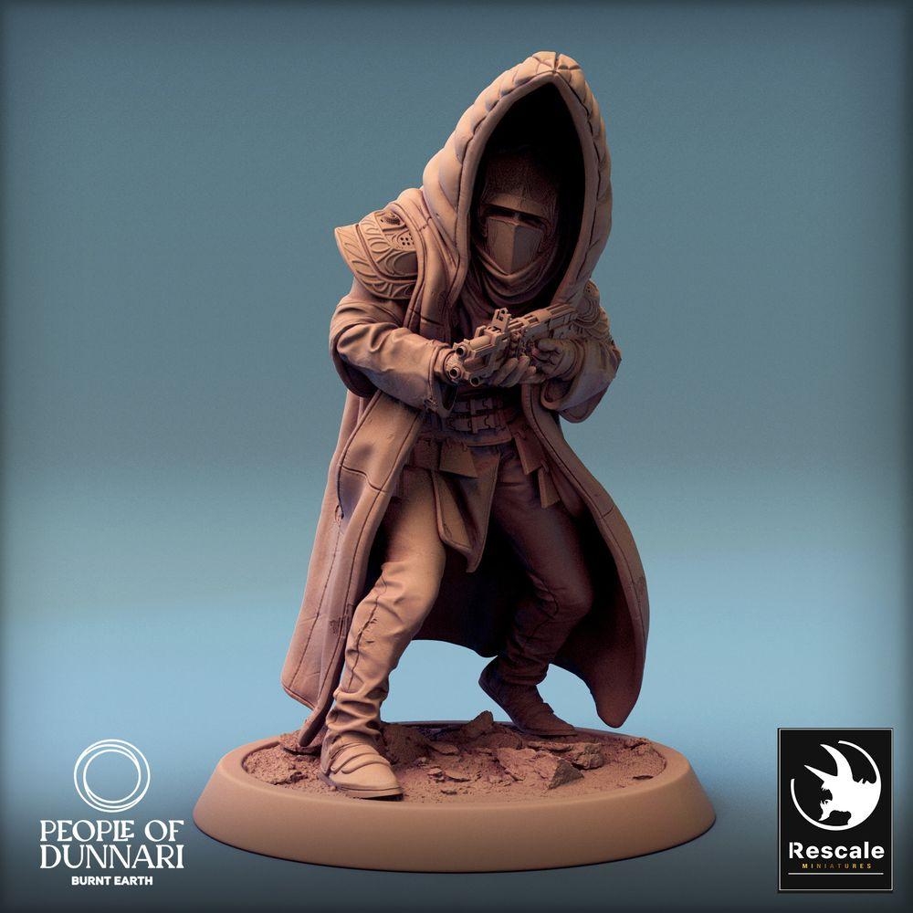 Photo du produit Tabletop 28mm Lord of the Print (LotP) 0 : Figurine Sci‑Fi : Dunnari Razan Sandstorm Guard - Assassine, Infiltrateur, Tireur d'élite (24_03_H9)