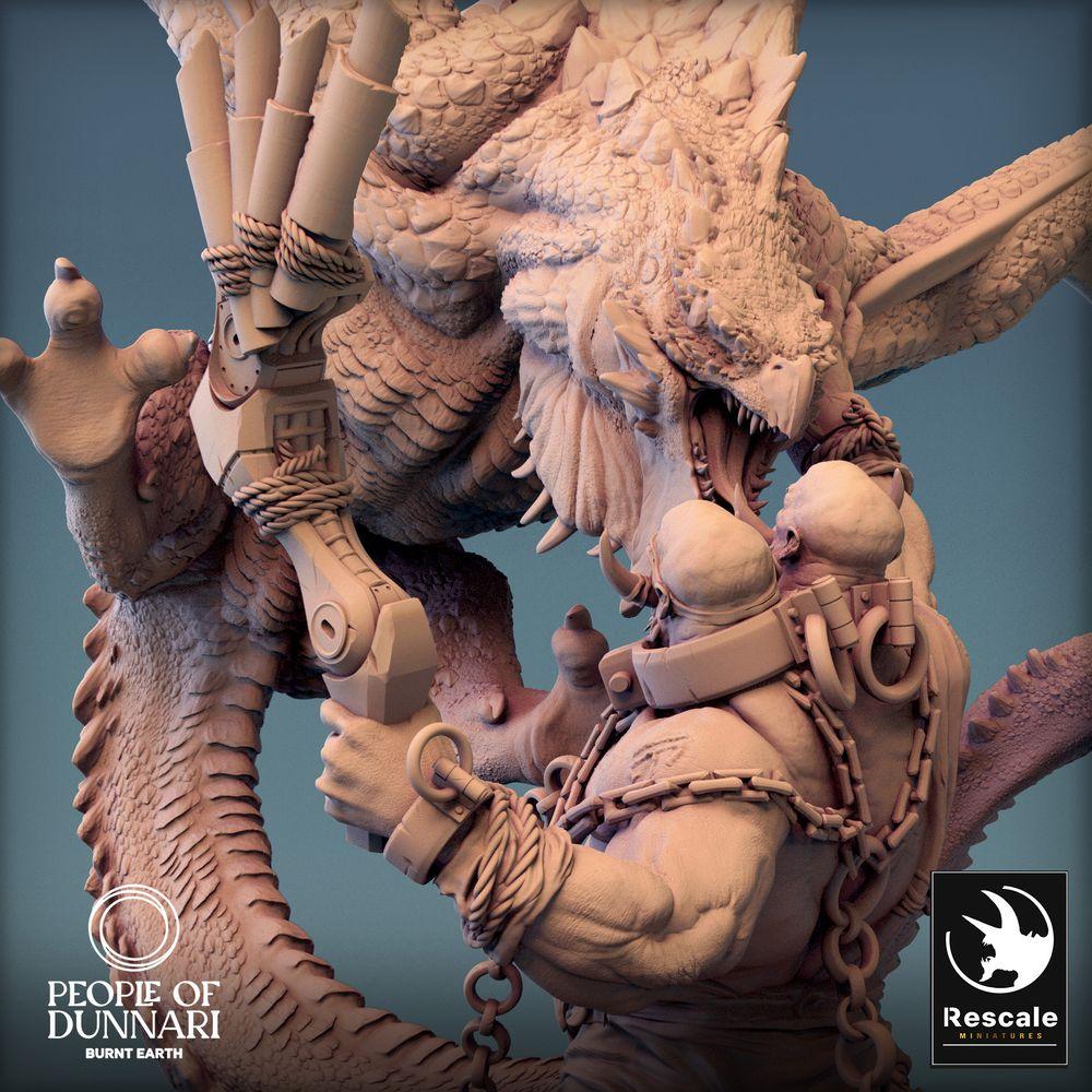 Photo de produit Tabletop 28mm Lord of the Print (LotP) 0 : Miniature Tabletop : Wyvern attaque sur guerrier en armure - Miniature de dragon, lindwurm, attaque de wyvern (24_03_K1)