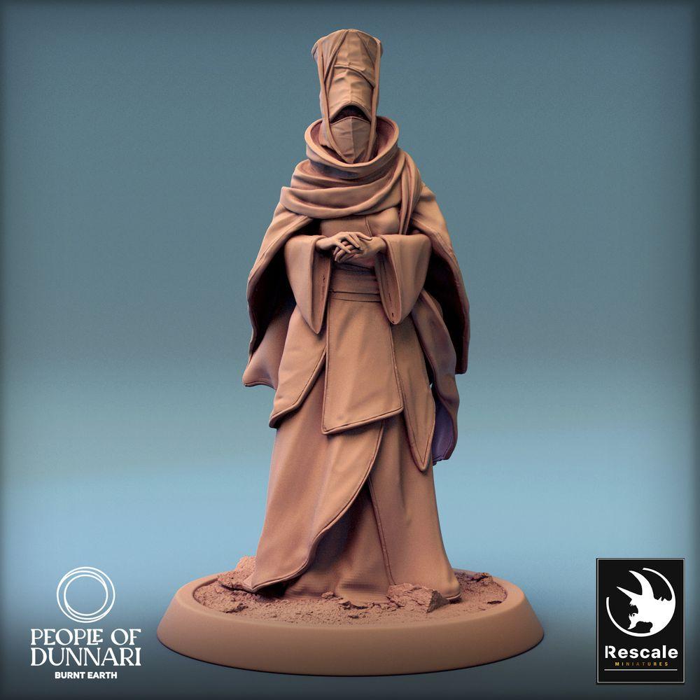 Photo de produit Tabletop 28mm Lord of the Print (LotP) 0 : Miniature Tabletop : Prêtre haut voilé et chef de culte, oracle et mage de rituel - Dunnari Zahra Alnu (24_03_H14)