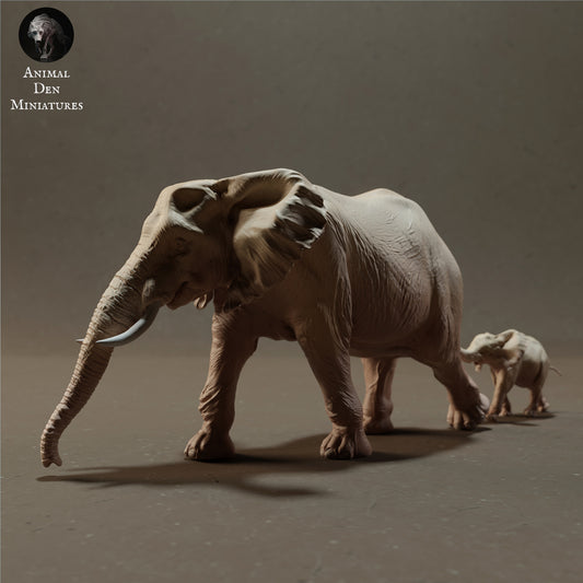 Photo de produit Figurine animale Diorama, Modélisme : 0 : Vache et veau éléphants africains - Animaux de la savane