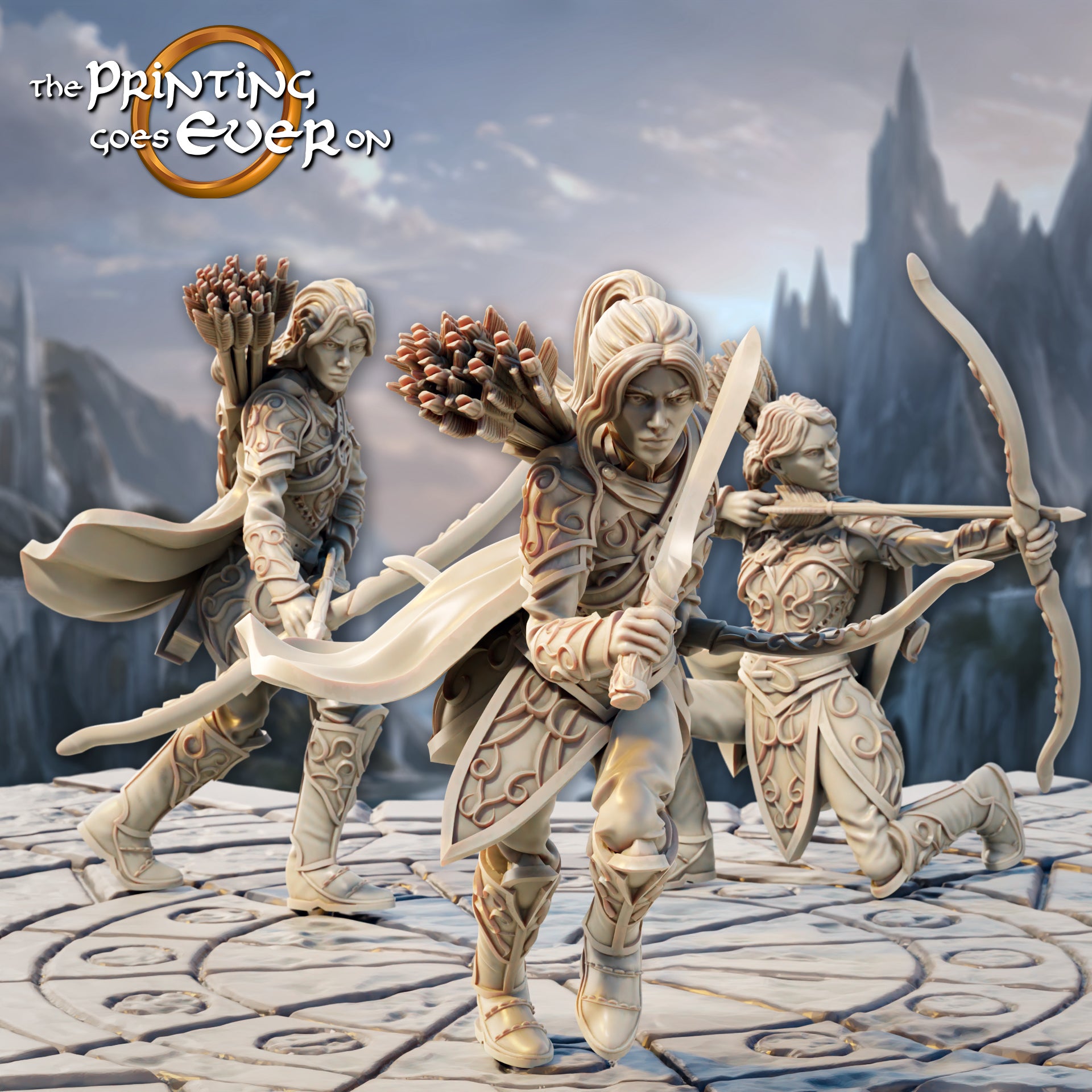 Photo de produit Tabletop 28mm The Printing Goes Ever On (TPGEO) 0 : Ranger Elfe - 3 Guerriers du peuple elfe - Éclaireurs et archers