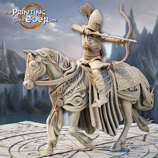 Photo de produit Tabletop 28mm The Printing Goes Ever On (TPGEO) 0 : Cavaliers Elfiques - 3 Guerriers du peuple elfe à cheval - Éclaireurs montés et archers