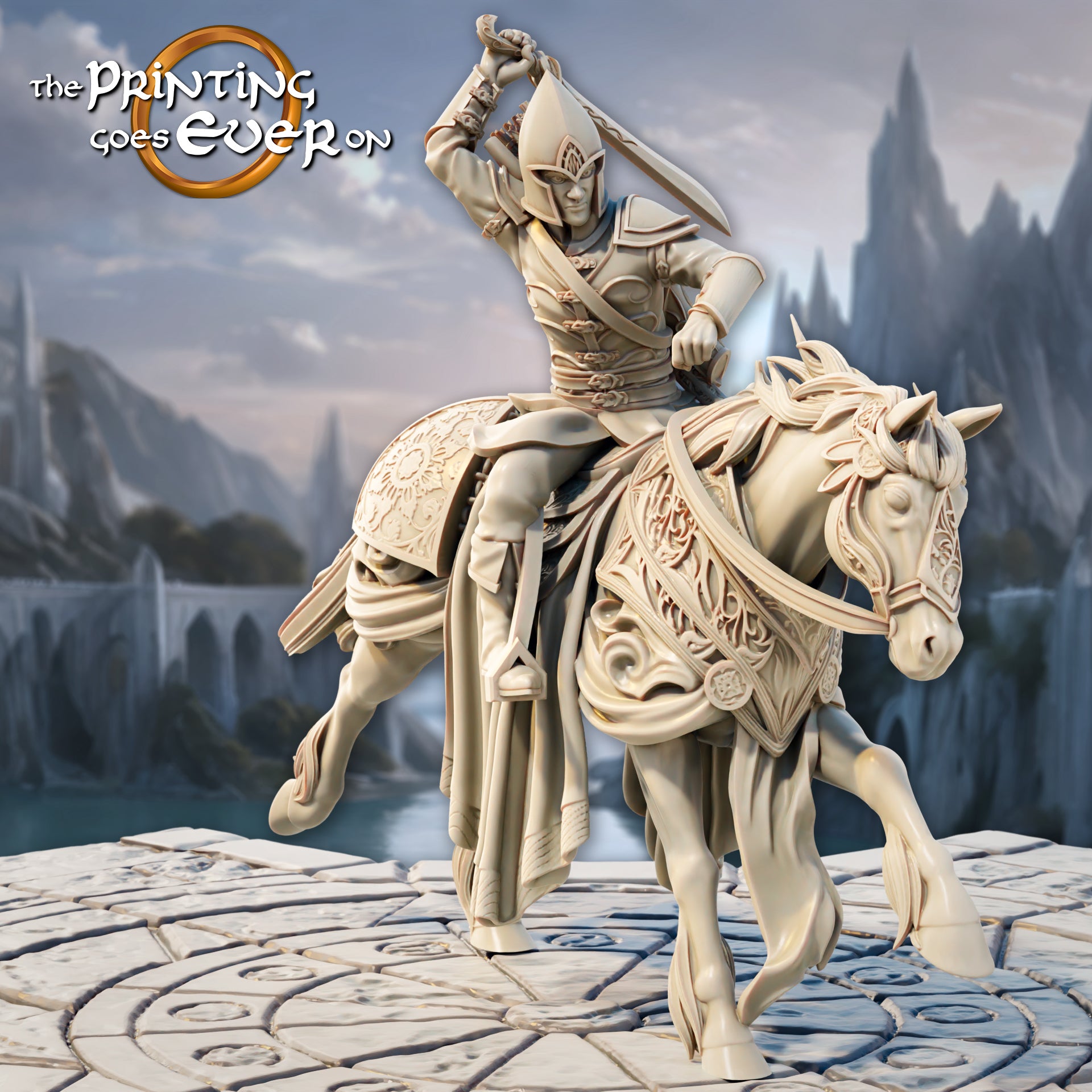 Photo de produit Tabletop 28mm The Printing Goes Ever On (TPGEO) 0 : Cavaliers Elfiques - 3 Guerriers du peuple elfe à cheval - Éclaireurs montés et archers