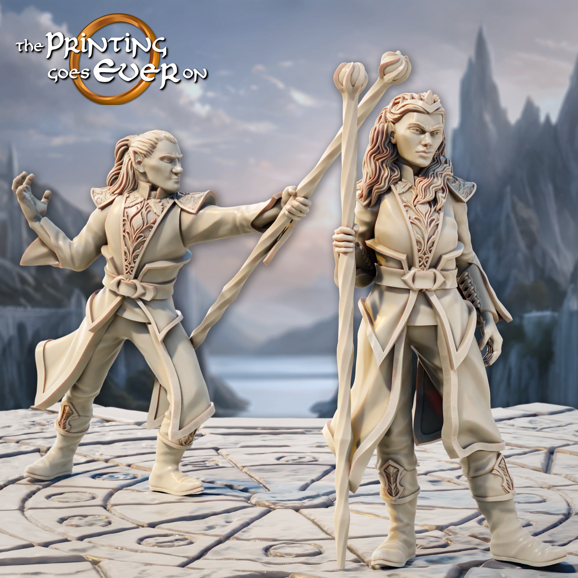 Photo de produit Tabletop 28mm The Printing Goes Ever On (TPGEO) 0 : Mage Elfe - 2 Sorciers du peuple Elfe - Invocateur élémentaire