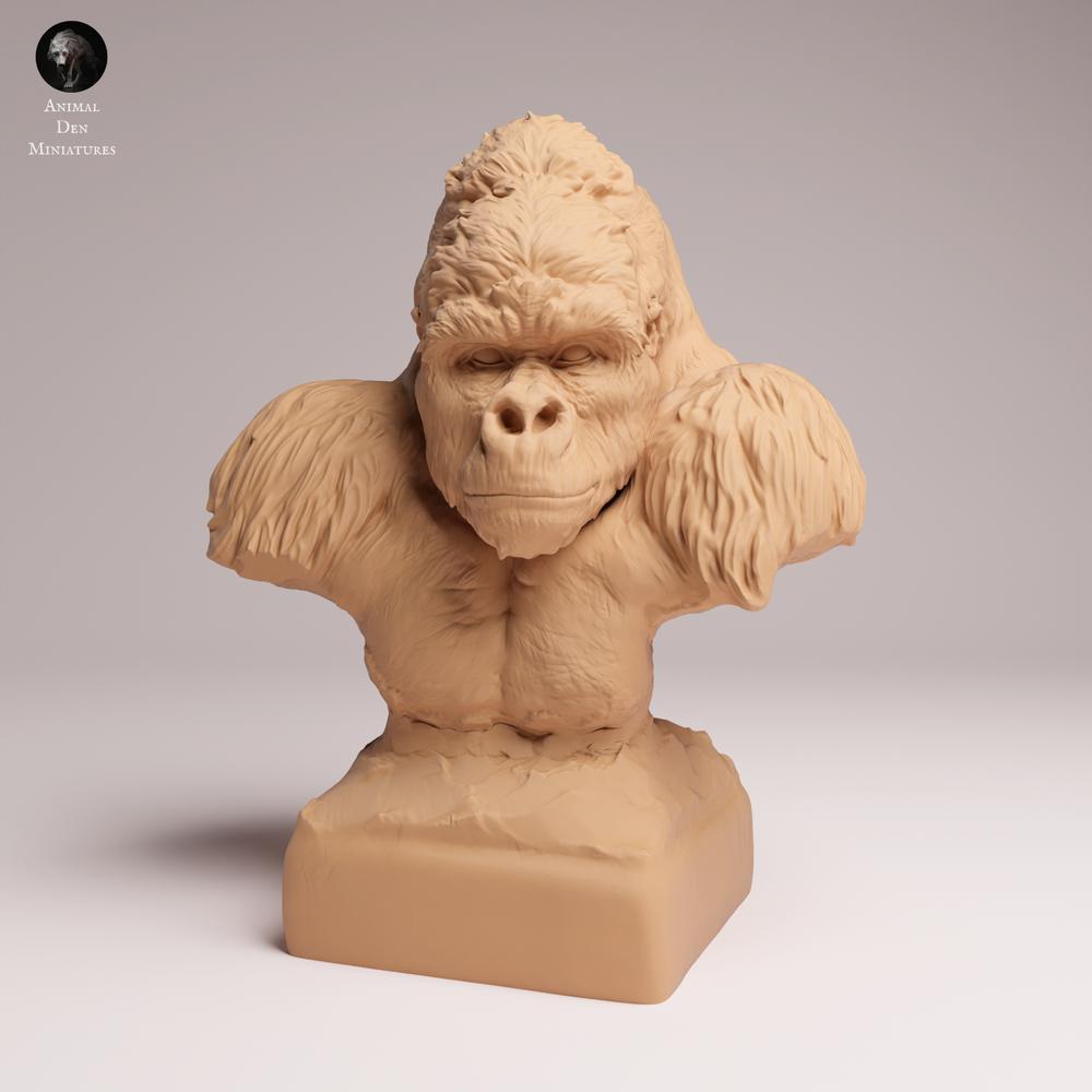 Photo produit figurine animale Animal Den Miniatures 2 : figurine d’animal sauvage : gorille des plaines orientales - buste de dos argenté (25_07_18)