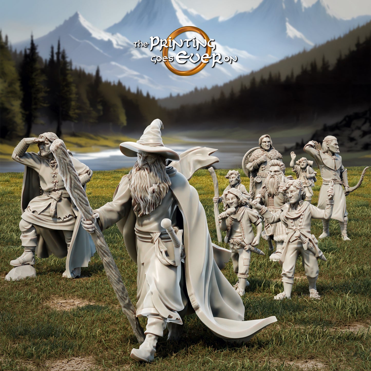 Photo de produit Tabletop 28mm The Printing Goes Ever On (TPGEO) 0: 9 Héros en pose de marche Remasterisé : Compagnons humains, elfes, nains et hobbits - Voyageur