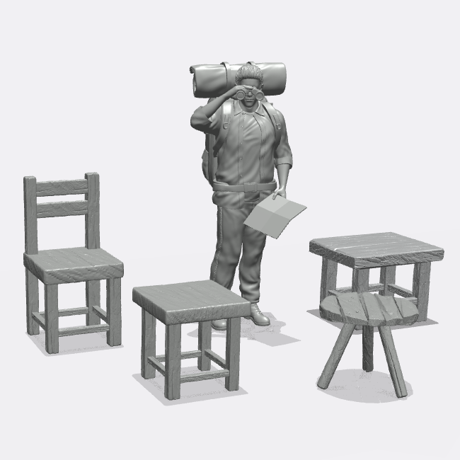 Photo du produit Miniature Meubles, Décoration Diorama et Modélisme 0 : Meubles et Inventaire : 4 Tabourets et Chaises (Réf. 43D)