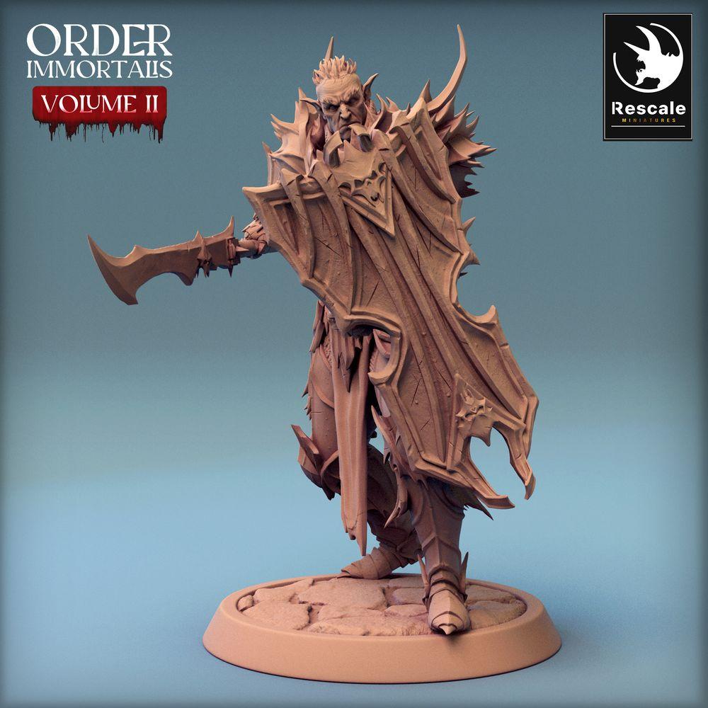 Photo de produit Tabletop 28mm Lord of the Print (LotP) 0 : Miniature Tabletop : Chevalier Noir avec bouclier de tour et sabre courbe - Chevalier de la Mort, Seigneur Vampire, Chevalier Noir, Draven Evernight (24_02_G2)
