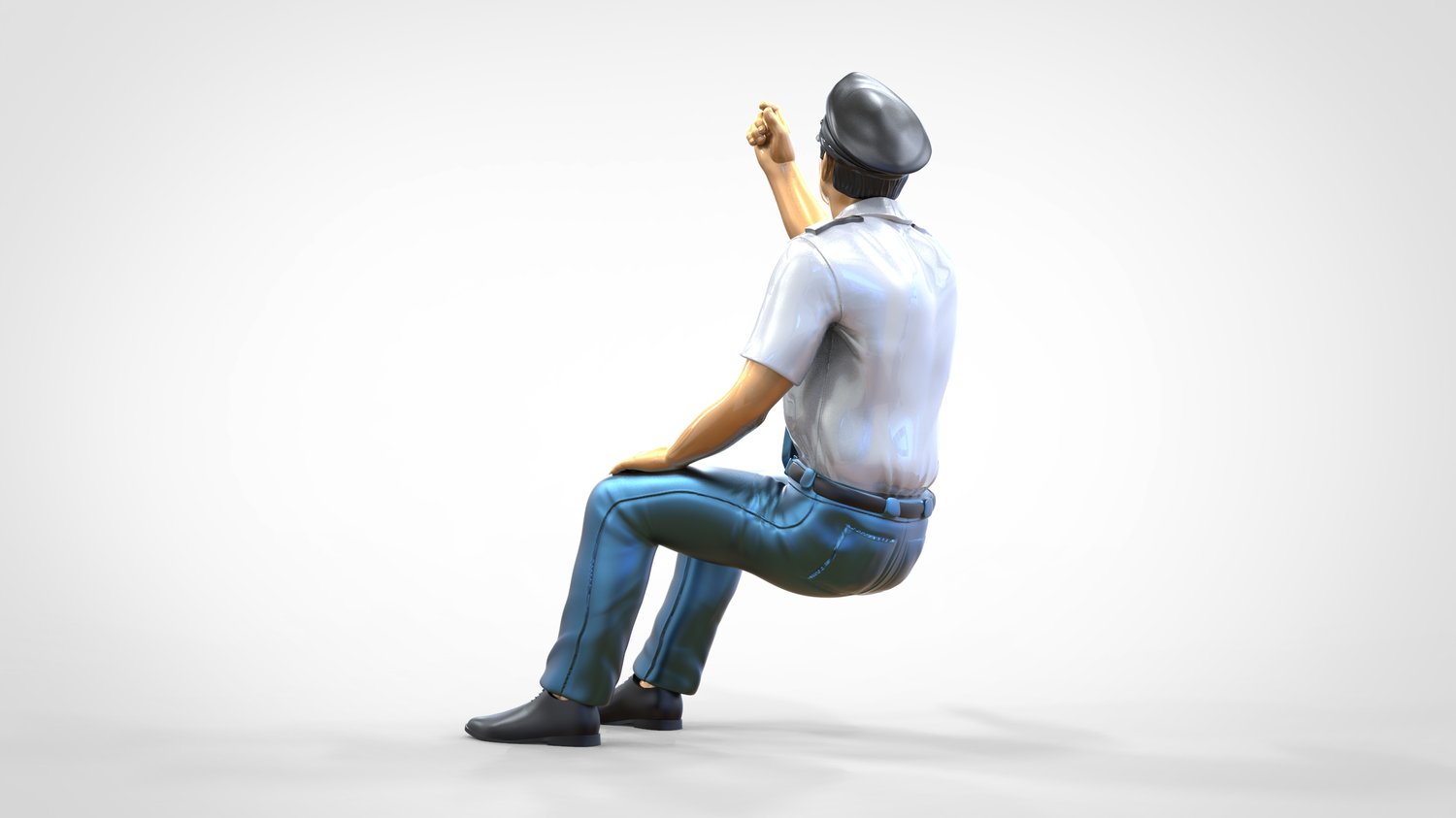 Photo du produit 0 : Pilote en uniforme assis : personnel d'avion - actionne un interrupteur