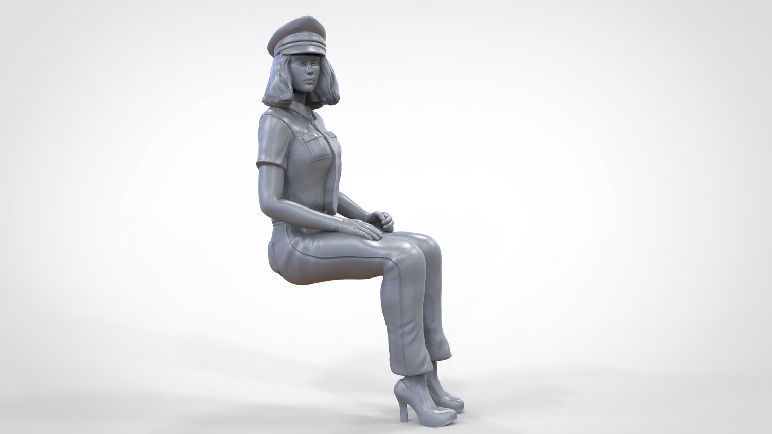 Photo du produit 0 : Pilote en uniforme assis : Personnel d'avion - actionne un levier