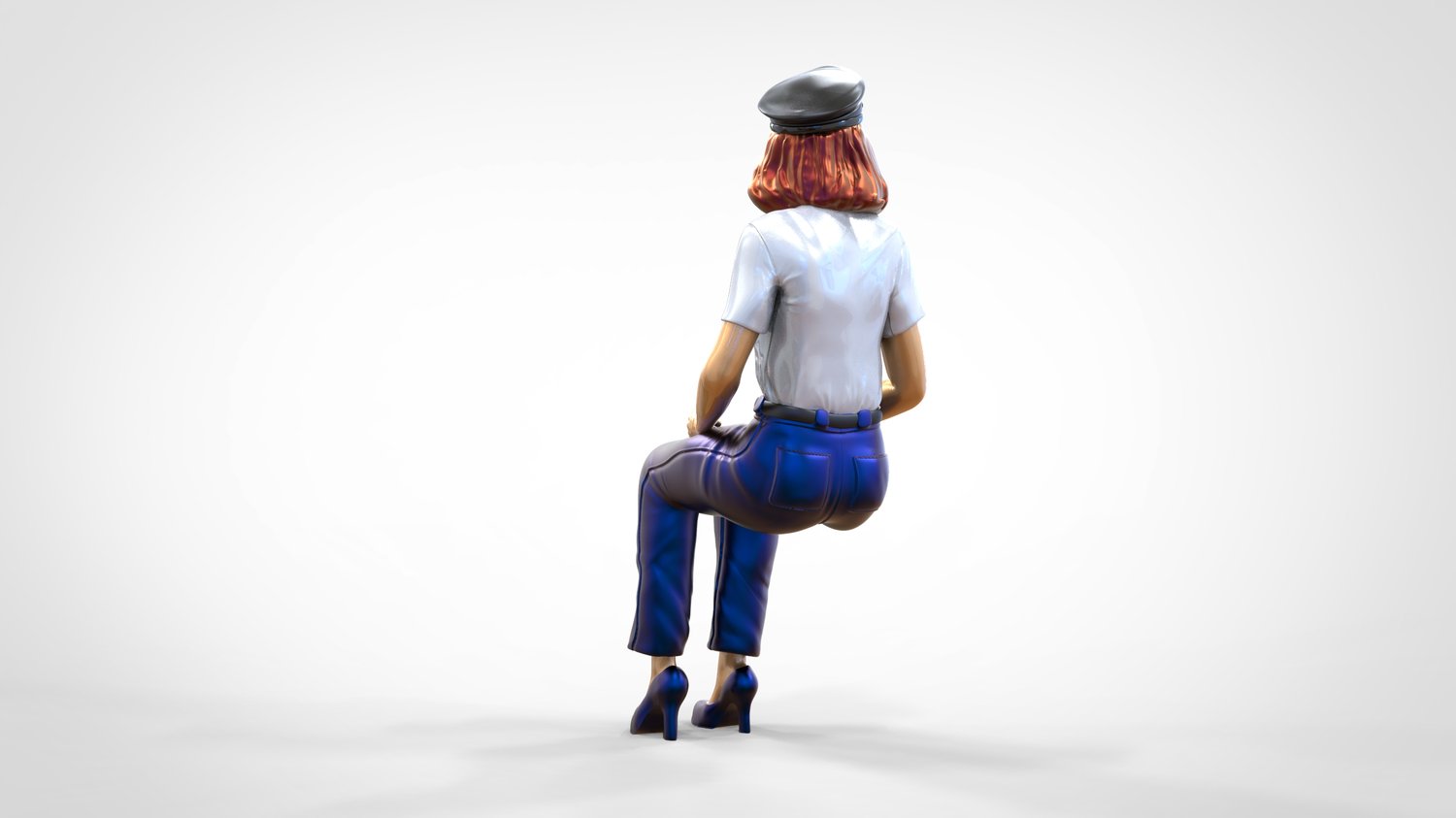 Photo du produit 0 : Pilote en uniforme assis : Personnel d'avion - actionne un levier