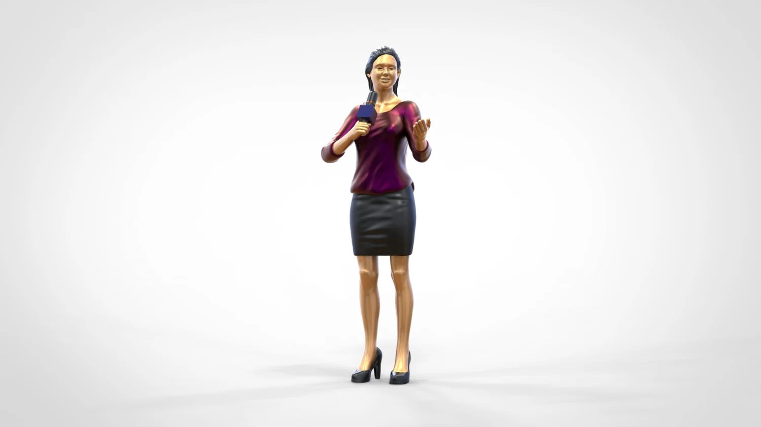 Photo du produit Diorama et modélisme Figurine miniature : Équipe de reporters - Reportère avec micro