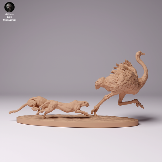 Photo de produit Figurine d'animal Diorama, Modélisme : 0 : Guépard chassant un Autruche : Animaux d'Afrique