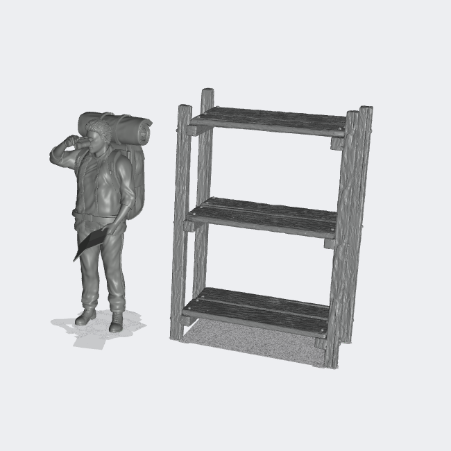 Produktfoto Miniatur Möbel, Einrichtung Diorama und Modellbau 0: Möbel und Inventar: Holzregal - Regal aus Holz