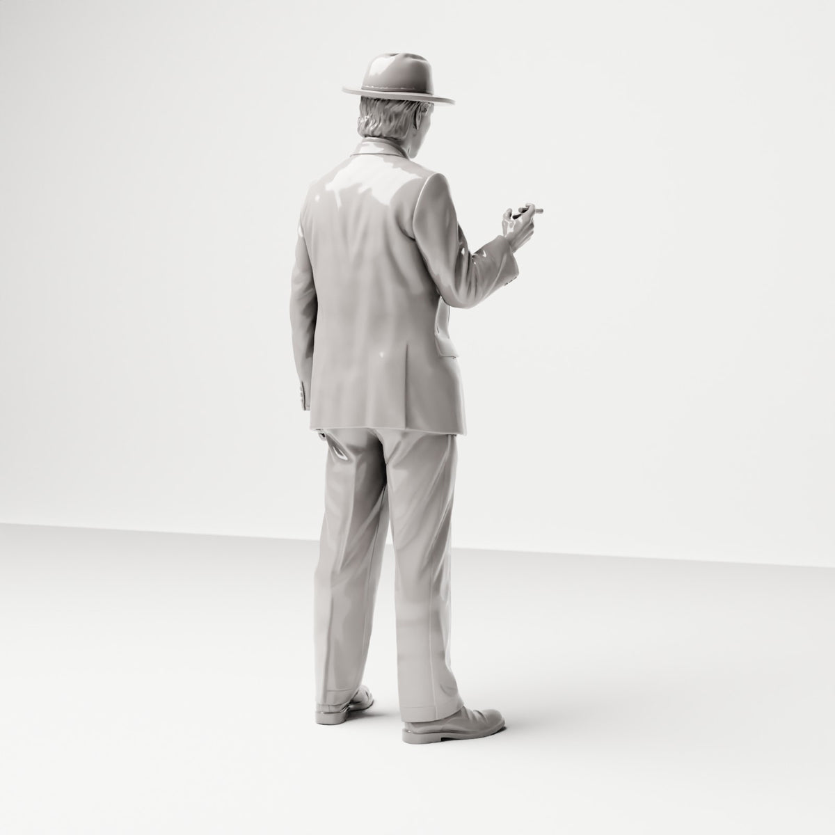 Stehende Figur: Mann im Anzug mit Hut in der Hand (Ref. Nr. 516) - vollständige Studioansicht 4