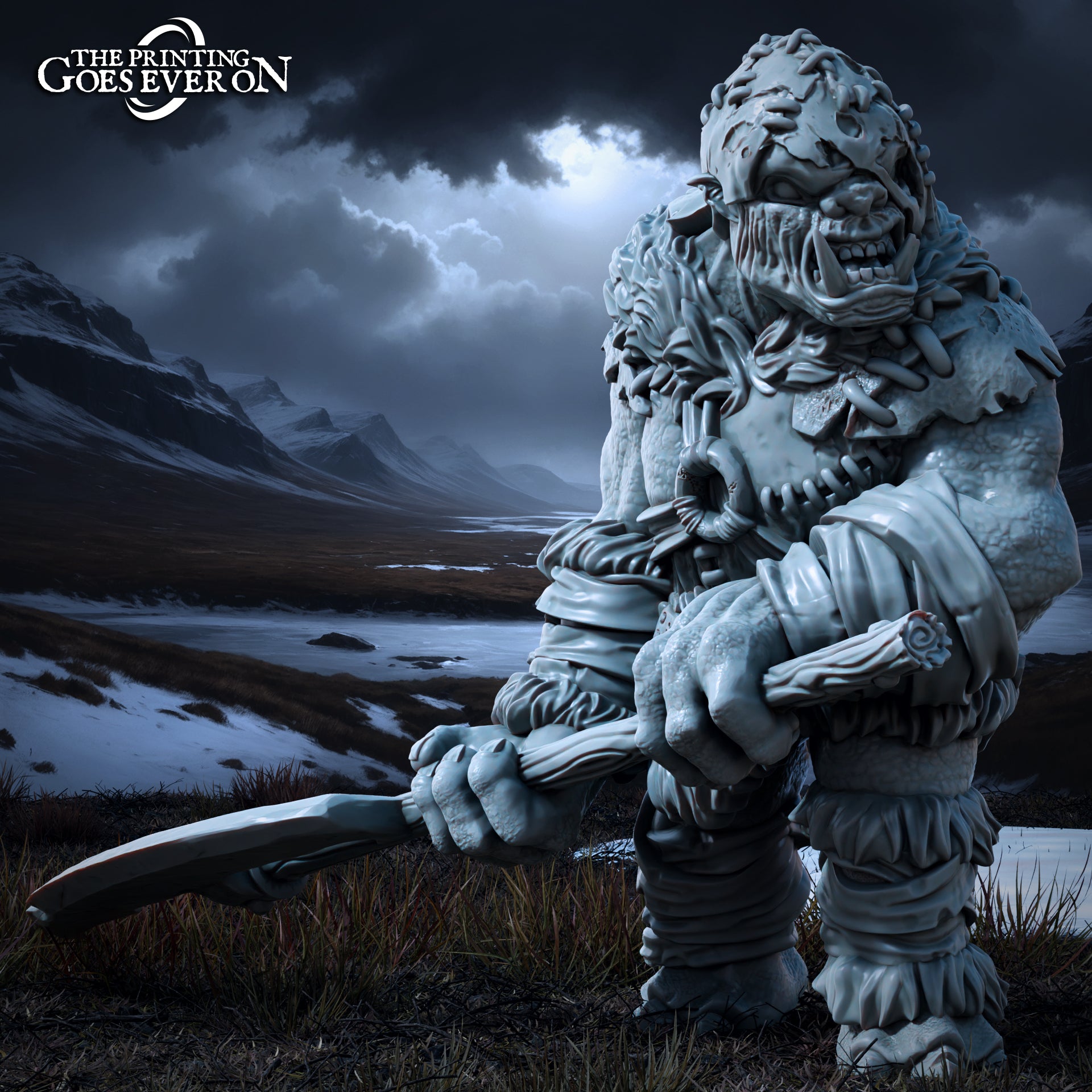 Photo du produit Tabletop 28mm The Printing Goes Ever On (TPGEO) 0 : Puissant chef troll - Grande bête - Créatures maléfiques des royaumes du Nord