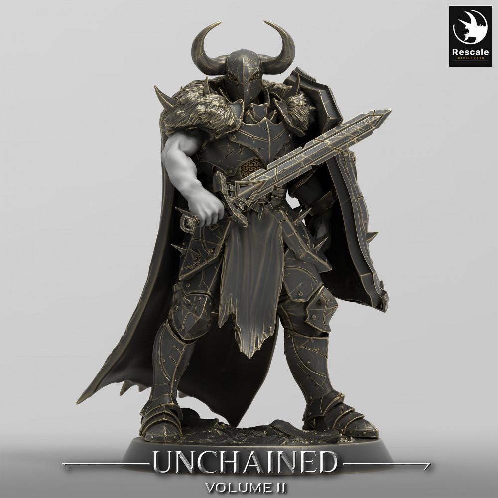 Photo de produit Tabletop 28mm Lord of the Print (LotP) 0 : Miniature Tabletop : Chevalier Noir, Paladin Sombre, Gardien Noir - Champion à l'Épée avec Bouclier - Seigneur de Guerre Chevalier Noir (24_05_D19)