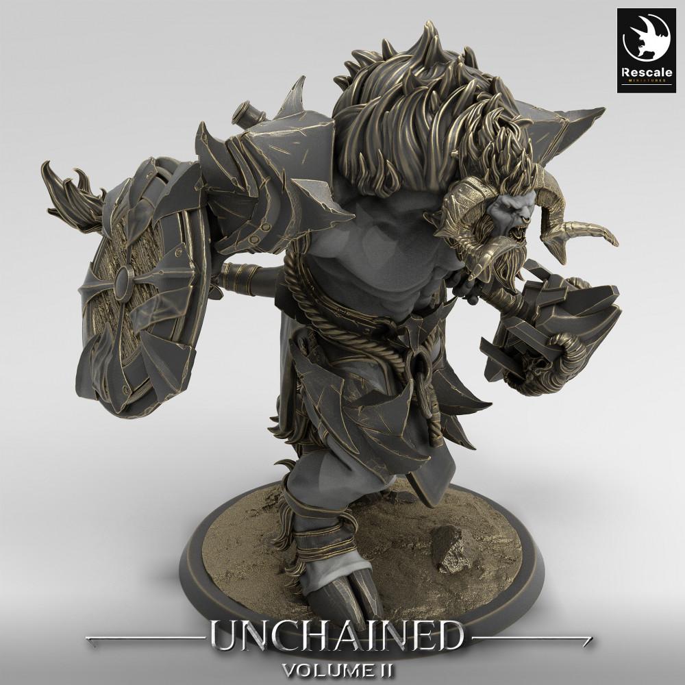 Photo de produit Tabletop 28mm Lord of the Print (LotP) 0 : Miniature Tabletop : Minotaure Warlord, Minotaurus Kriegsfürst, briseur de bouclier hurlant avec marteau de guerre (24_05_G1)