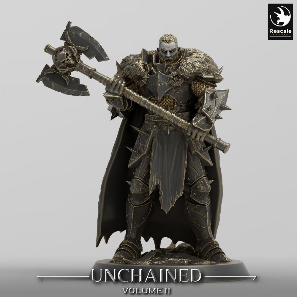 Image de produit Tabletop 28mm Lord of the Print (LotP) 0 : Figurine Fantasy : Guerrier du Chaos, Paladin Sombre avec Double Hache, Seigneur de Guerre (24_05_D6)