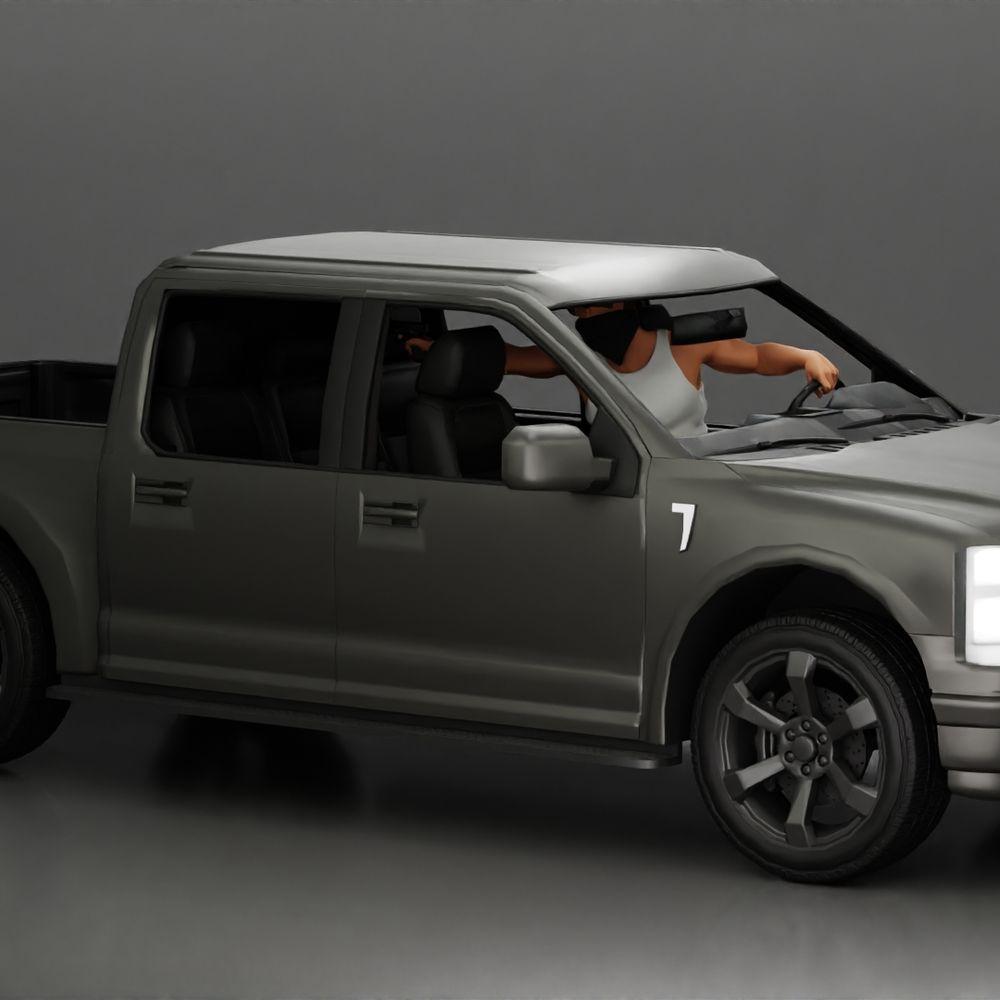 Diorama modélisme photo produit 12 : Miniature diorama : Gangster masqué assis avec pistolet dans la voiture (Réf n° A116)