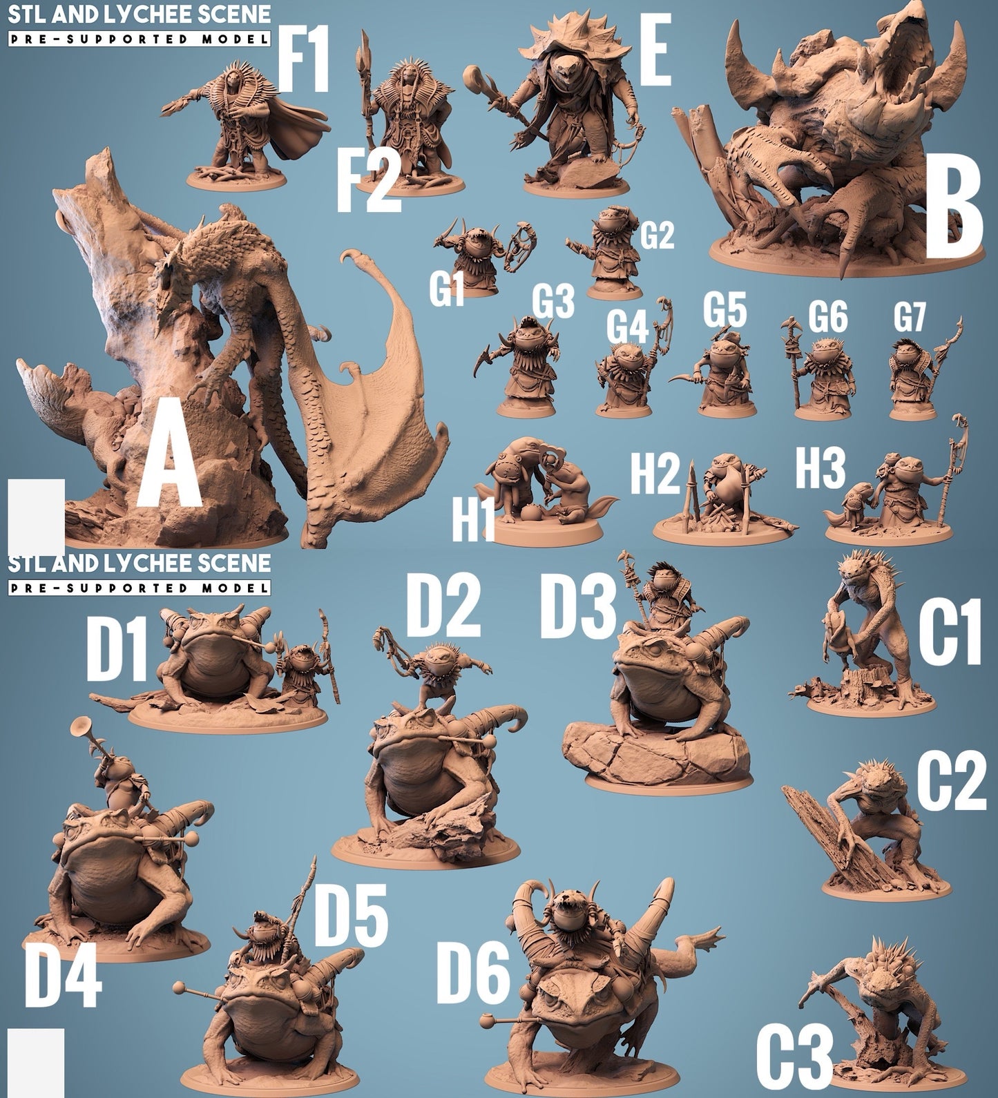 Image du produit 6 sur 6 : Miniature de Tabletop : Guerrier et Éclaireur Amphibien Froschfolk/Homme-Crapaud avec Dague en Os - Chaman de Tribu, Ritualiste des Marais (23_10_G2)