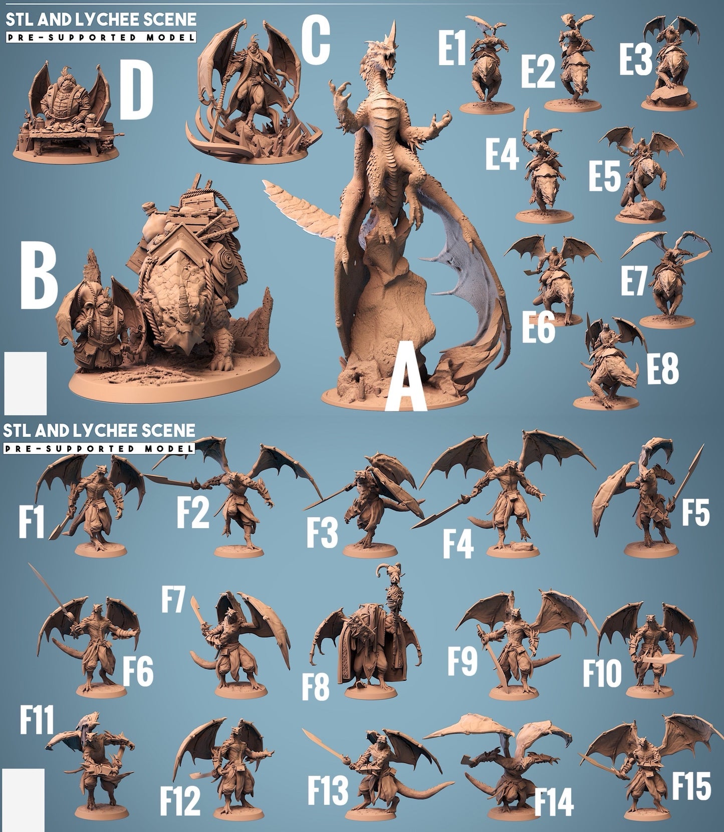 Image du produit 6 sur 6 : Miniature de Tabletop Fantastique : Cavalier Dragonborn, Warlord ailé avec bouclier et sabre courbe - Monstre cavalier, Cavalerie, Leader, Modèle de Boss (23_09_E8)