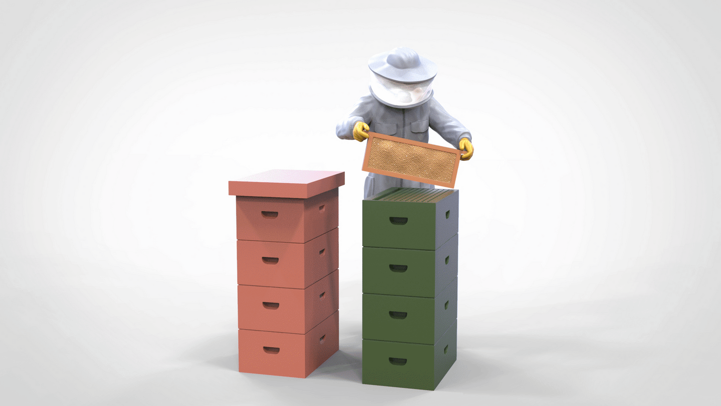 Photo du produit Diorama et modélisme Figurine miniature : Apiculteur avec ruche