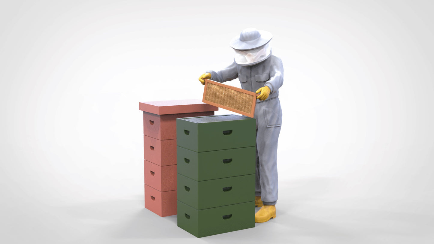 Photo du produit Diorama et modélisme Figurine miniature : Apiculteur avec ruche