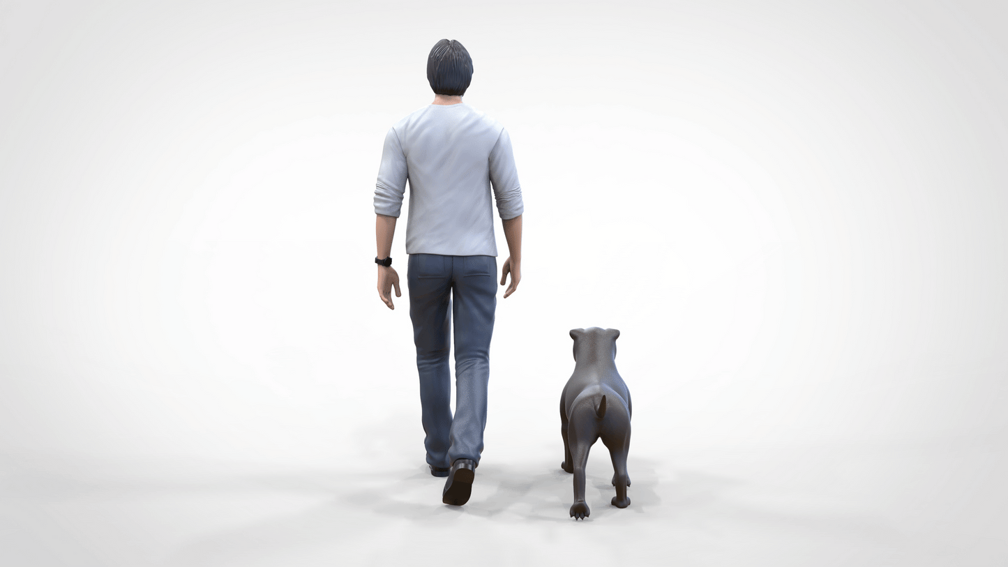 Photo du produit Diorama et modélisme Figurine miniature : Homme avec chien - Promeneur