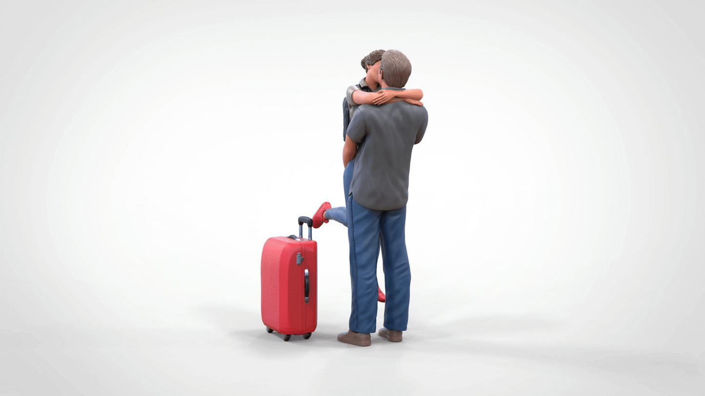 Photo du produit diorama et modélisme figurine miniature : Couple avec valise - Au revoir d'un couple amoureux en voyage