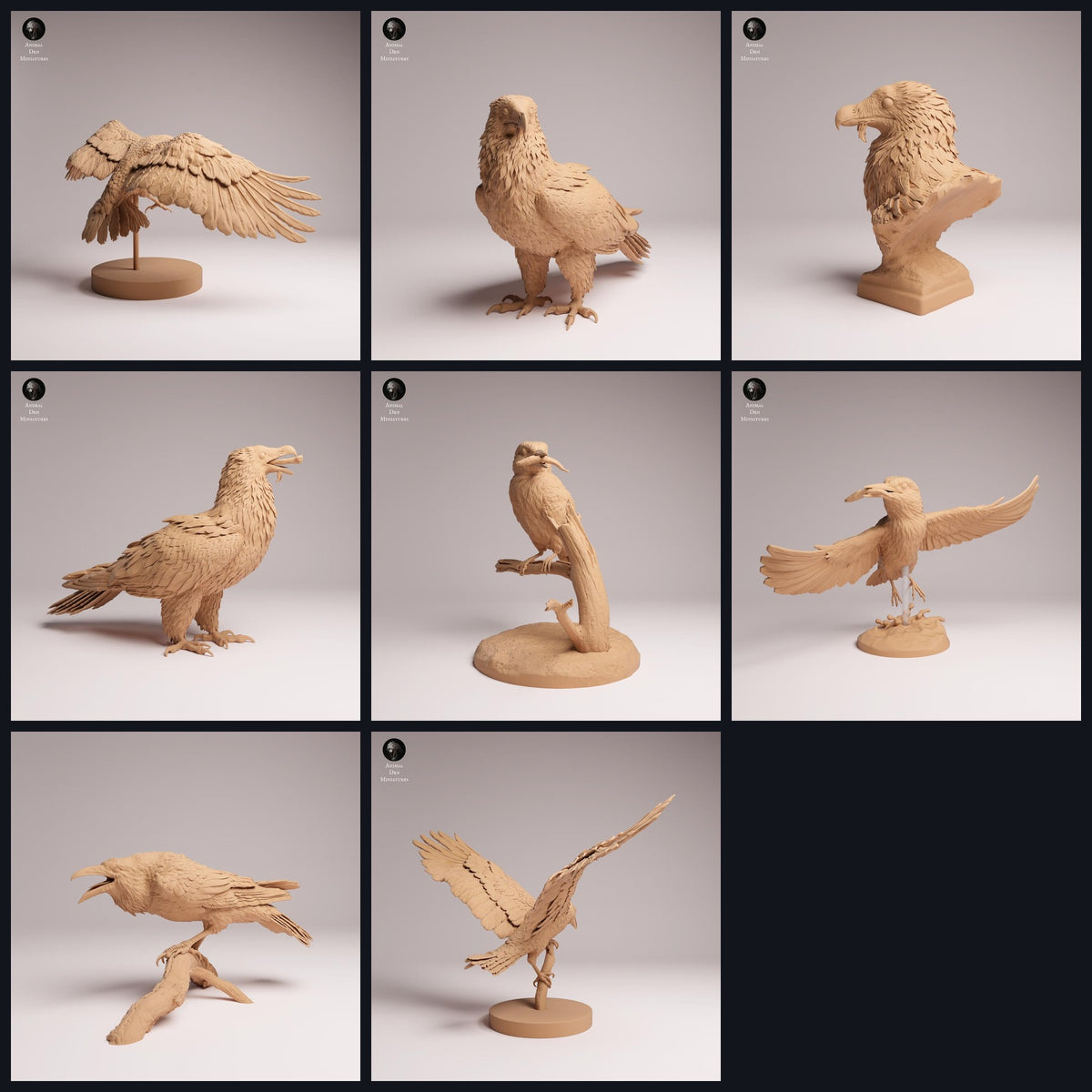 Collage de figurines animalières de Animal Den Miniatures : Birds of Prey and River Birds, sortie 26_06.
