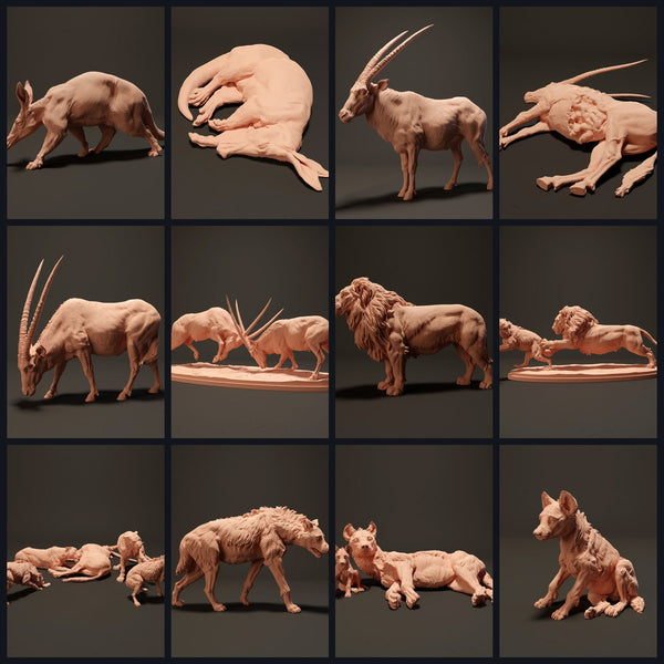 Cette image est l'image de catégorie pour la sortie 23_08: Namib-figures animales et miniatures animales pour diorama et modélisme.