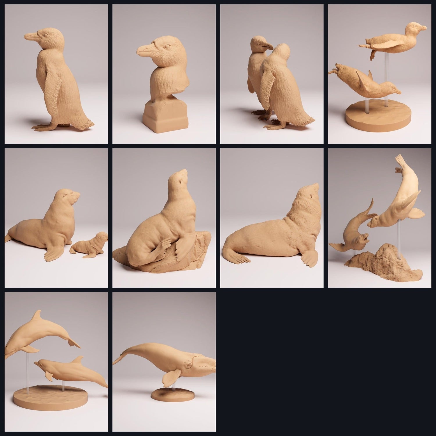 Cette image est l'image de catégorie pour la sortie 26_02 : Küsten - et des figurines d'animaux marins en résine pour diorama.