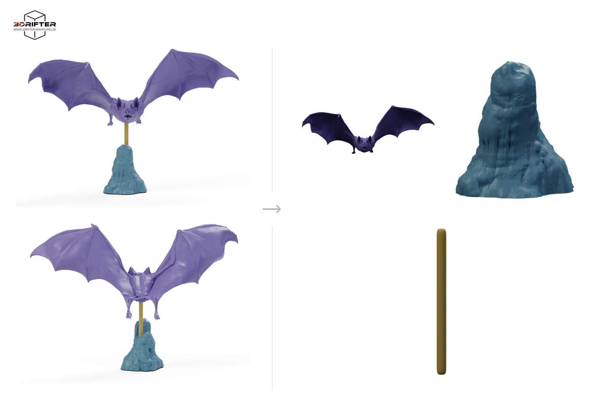 Photo du modèle animal Animal Den Miniatures 2 : modèle de chauve-souris : vampire commun en vol (26_10_03)