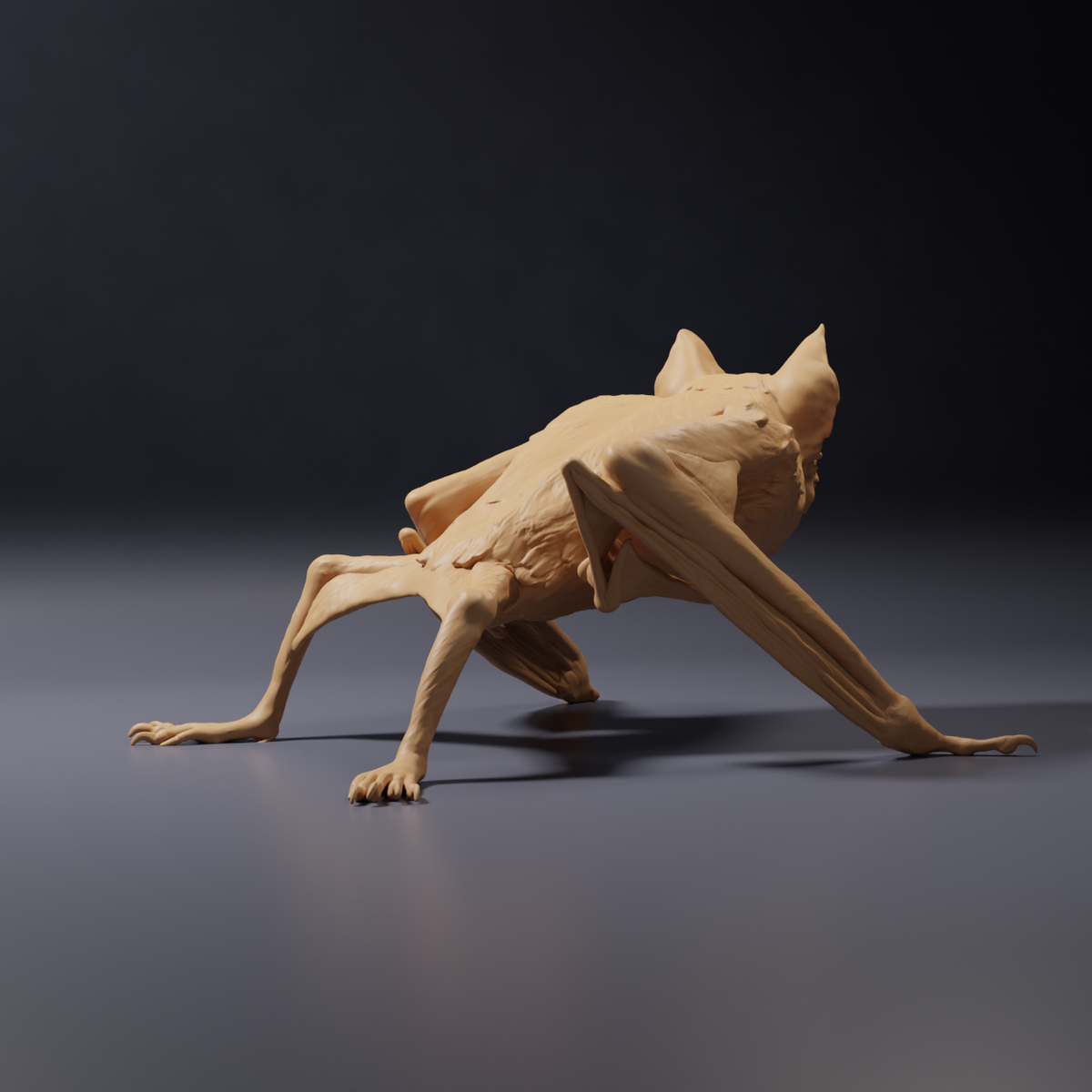 Photo de la figurine animalière Animal Den Miniatures 4 : figurine de chauve-souris : vampire commun accroupi (26_10_04)