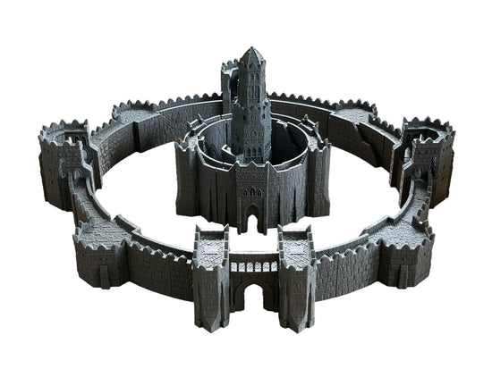 Photo du produit Wargaming et Tabletop 28mm Terrain, élément de décor : The Printing Goes Ever On (TPGEO) Grande forteresse - Ivory City château modulaire - Royaume de Gonthan - Porte, mur, tour, citadelle